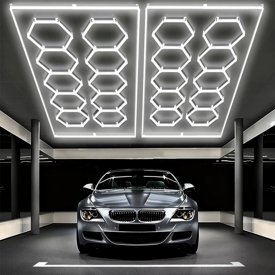 PIBAOGU LED Hexagonale Deckenleuchte in Weiß für Garage, Werkstatt und professionelle Arbeitsbereiche - Bild 2