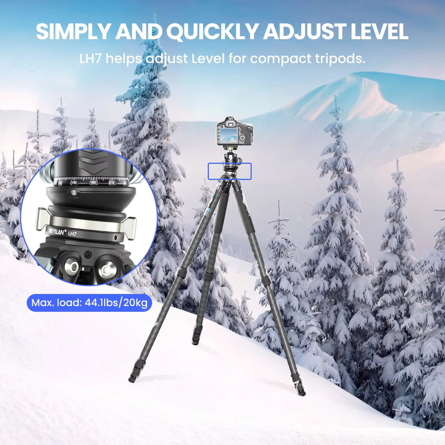 WEYLLAN LH7 Stativ-Nivellierbasis in Schwarz mit 3/8 Zoll und 1/4 Zoll Schrauben für eine Belastung von bis zu 10 kg - Bild 5