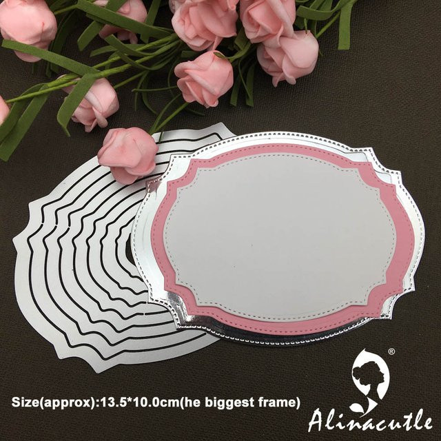 Alinacutle Metal Cutting Dies Nesting Basic Frame Set für Scrapbook und Bastelarbeiten, 8-teilig, Silber/Grau - Bild 1