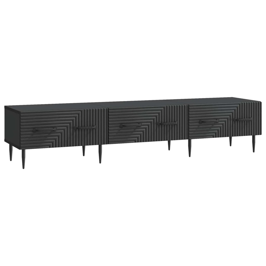 vidaXL TV-Schrank Modern Schwarz aus MDF mit Medienfächern B/T/H: 147 x 34,5 x 30 cm - Bild 2