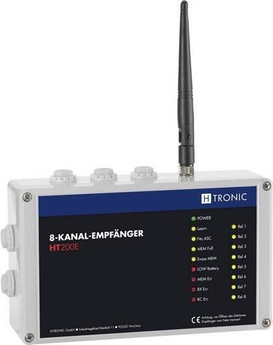 H-Tronic HT200E Funkempfänger 8-Kanal in Weiß, 12V, Frequenz 868.35MHz, 869.05MHz, 869.55MHz, Reichweite bis zu 200m im Freifeld - Bild 1