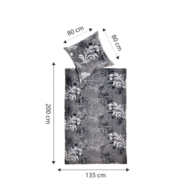 Bettwäsche Cashmerelike von Viva Domo, 2-teilig, Grau, B/H: 135 x 200 cm - Bild 2