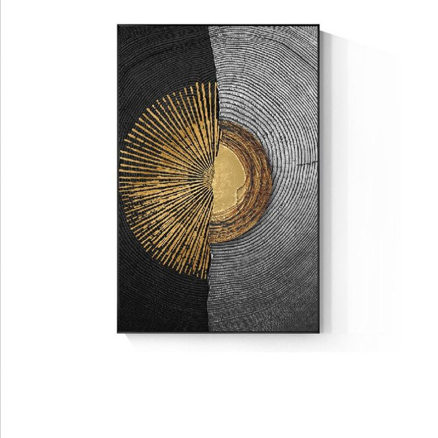 TPFLiving Leinwandbild Nordic Art Abstrakte Formen in Schwarz, Grau und Gold, ohne Rahmen, B/H: 60 x 100 cm - Bild 1