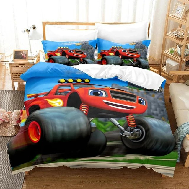 Blaze Cartoon Monster Machines Bettwäsche-Set von Allbestart mit Bettbezug und Kissenbezug, Mehrfarbig, Breite: 70 cm, Länge: 133 cm - Bild 1
