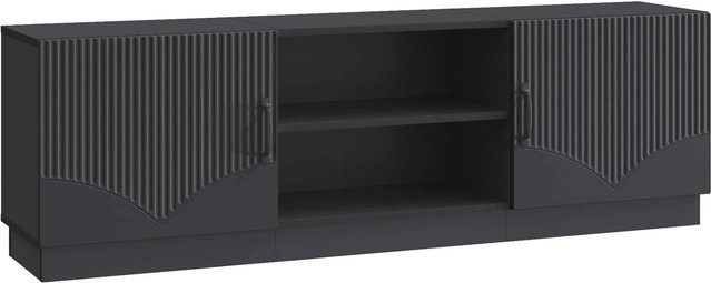 vidaXL TV-Schrank in Schwarz Matt aus Holzwerkstoff im modernen Minimalismus, B/T/H: 150 x 31 x 47 cm - Bild 1