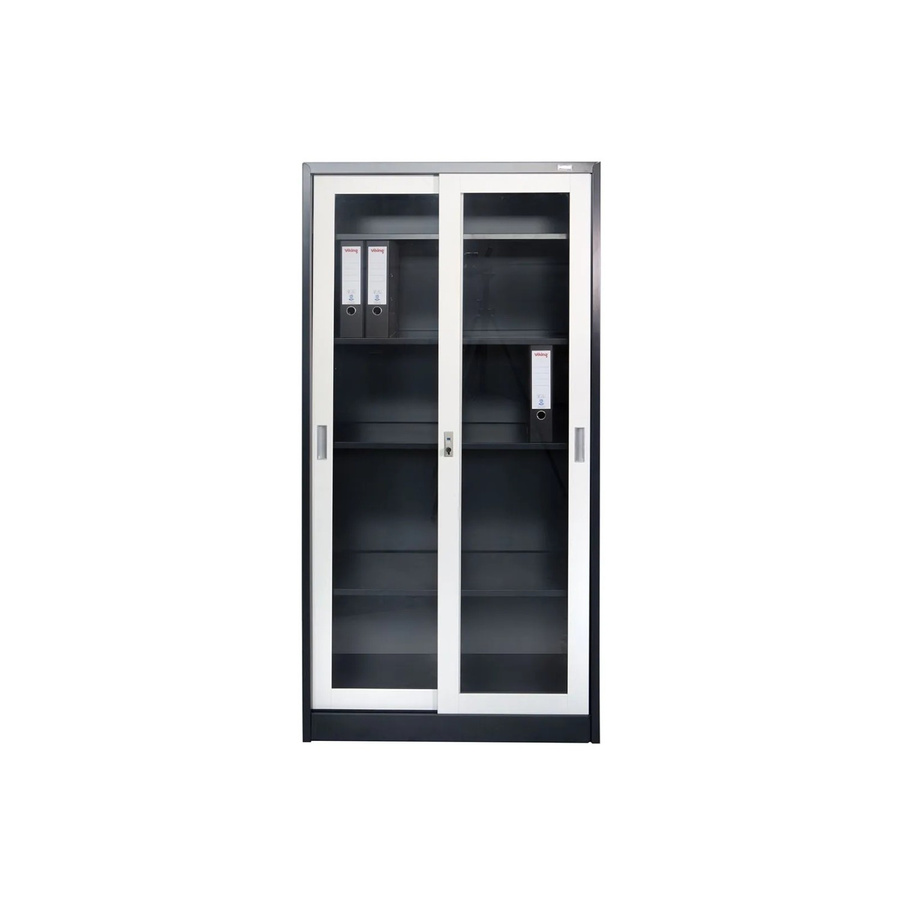 Jet-Line Stahlschrank St Petersburg in Anthrazit-Weiß mit Glasfront und abschließbaren Türen B/T/H: 90 x 40 x 185 cm - Bild 2