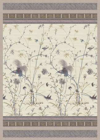 Bassetti Plaid FONG in Creme mit Ornament-Muster aus Baumwolle und Polyester, Oeko-Tex Standard 100 zertifiziert
