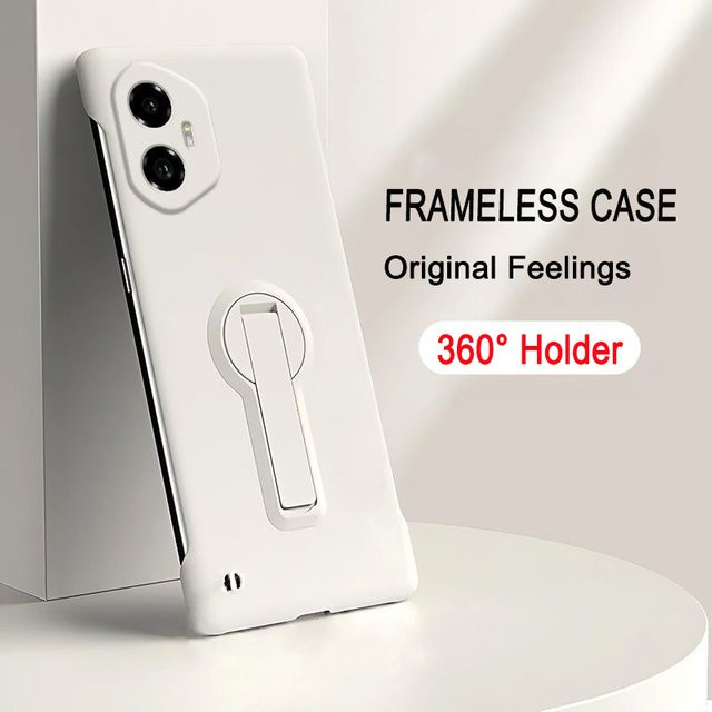Stoßfeste Rahmenlose Handyhülle aus hartem PC für OPPO A55 A54 A38 A18 A17 A79 A78 A76 A36 A58 A57 A77 in Schwarz mit Standfunktion - Bild 1
