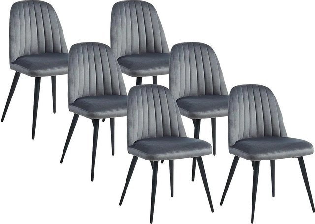 Vente-unique Eleana Stuhl aus Samt in Grau mit Metallgestell, Breite: 49 cm, Tiefe: 49 cm, Höhe: 49 cm - Bild 1