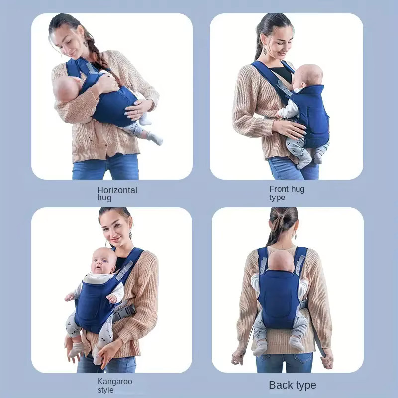 Baby Hug Multifunktionaler Baby-Tragegurt in Blau für Front- und Rückentragen - Bild 4