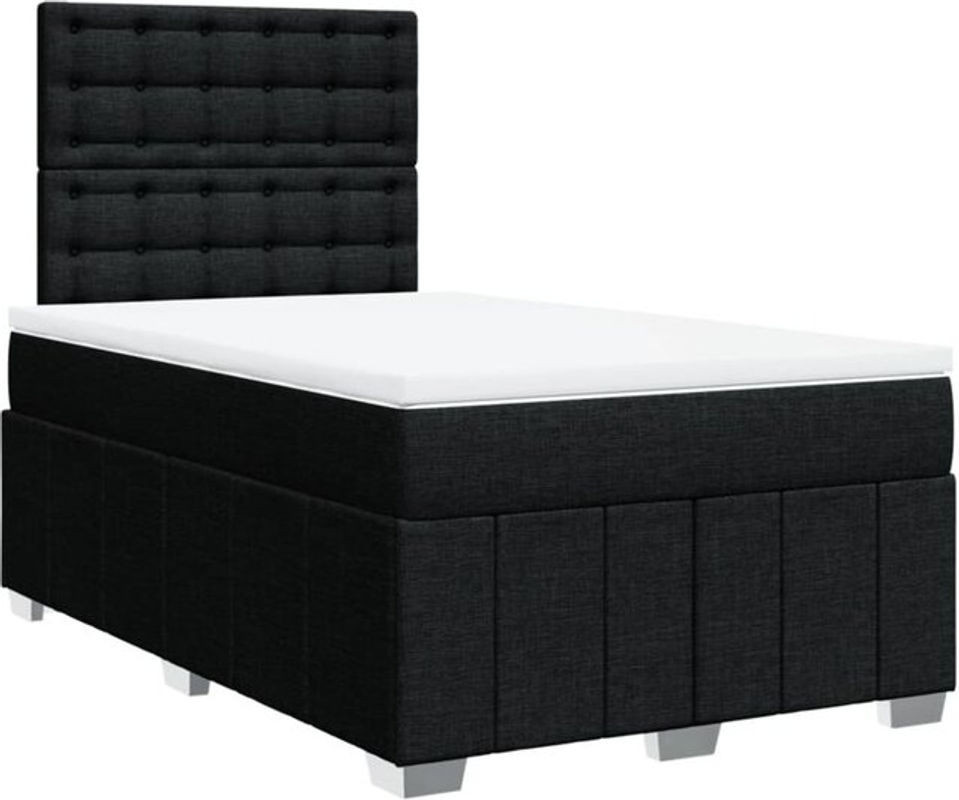 vidaxl Boxspringbett mit Matratze in Schwarz aus Stoff, B/T/H: 120 x 200 x 140,5 cm - Bild 1