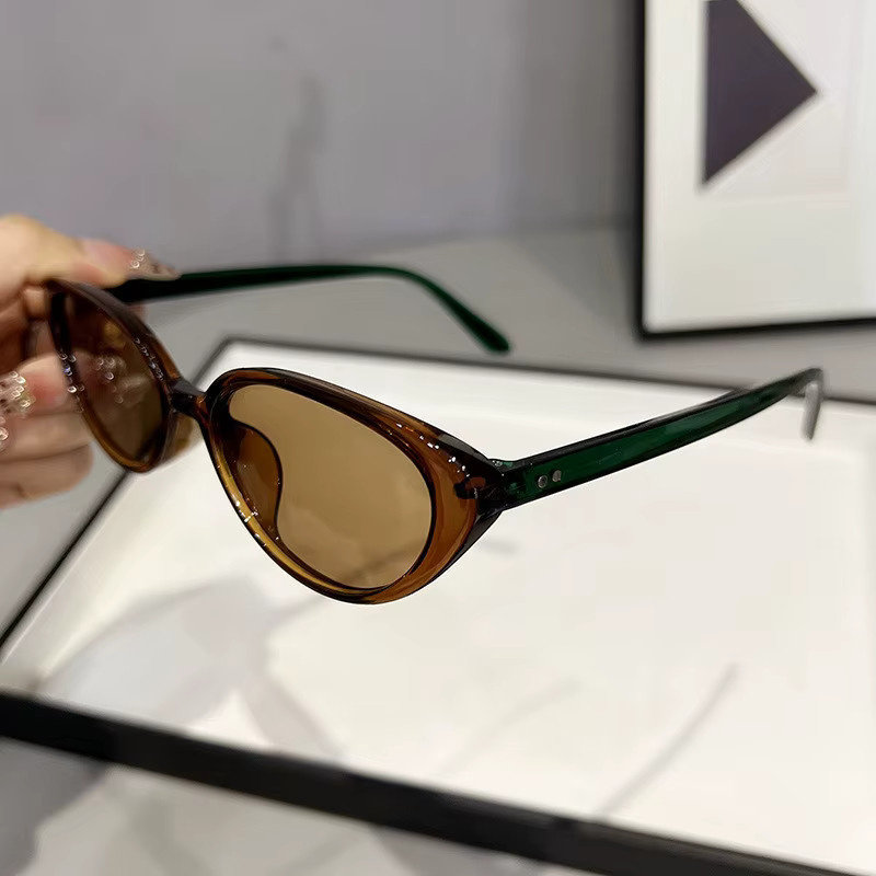 Samjune Cat-Eye Sonnenbrille, Vollrand, Braun-Grün, Damen, Kunststoff - Bild 2