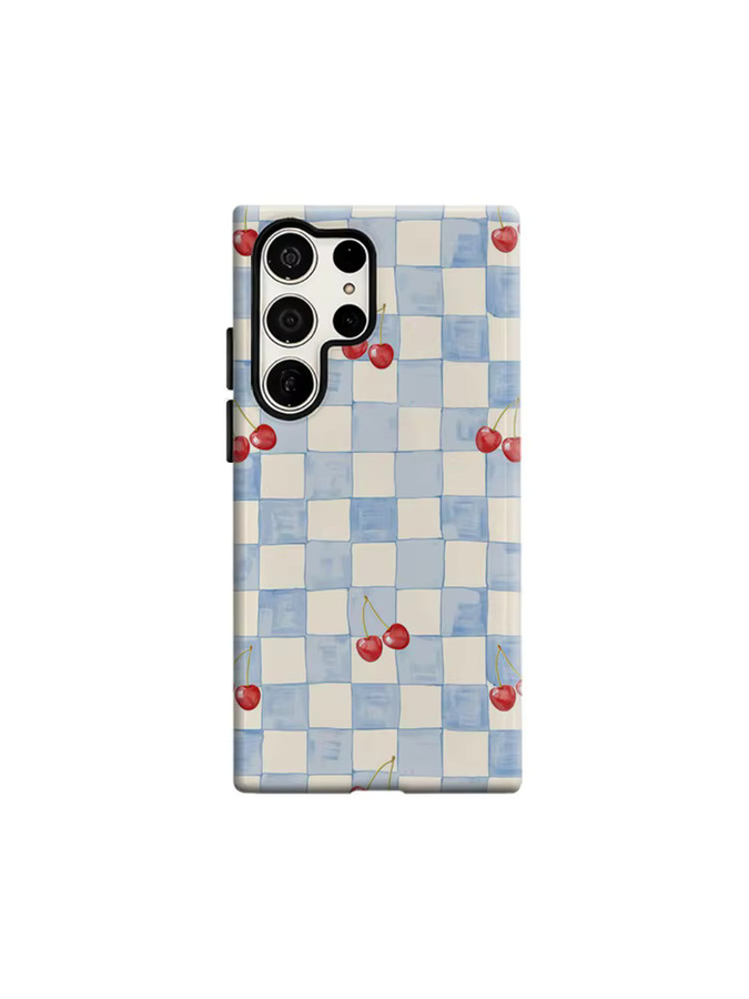 Stoßfeste Schachbrett-Handyhülle für Samsung Galaxy S25 Ultra, S24 und S23 Ultra Plus in Blau mit doppellagigem Rückenschutz - Bild 2