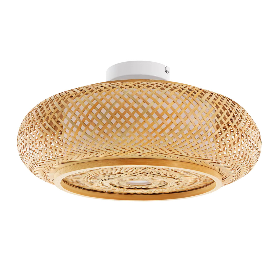 Handgewebte Rattan-Deckenleuchte aus Bambus in Weiß, runde Boho-Innenbeleuchtung für Wohnzimmer, Schlafzimmer und Küche - Bild 2