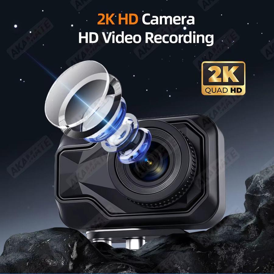 AKAMATE Action Camera 2K HD Motorradkamera mit Loop-Aufnahme und Apple Find My sowie Android Locate Link zur Positionsüberprüfung in Schwarz - Bild 5
