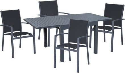 GARDEN PLEASURE Tischgruppe ELENA, 5-teilig, Anthrazit, Aluminium und Kunststoff, B/T/H: 190 x 90 x 75 cm - Bild 1