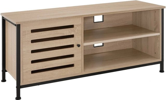 tectake TV-Board Galway Industrial Style in Eiche mit Stahl, B/T/H: 110 x 41,5 x 50,5 cm - Bild 2
