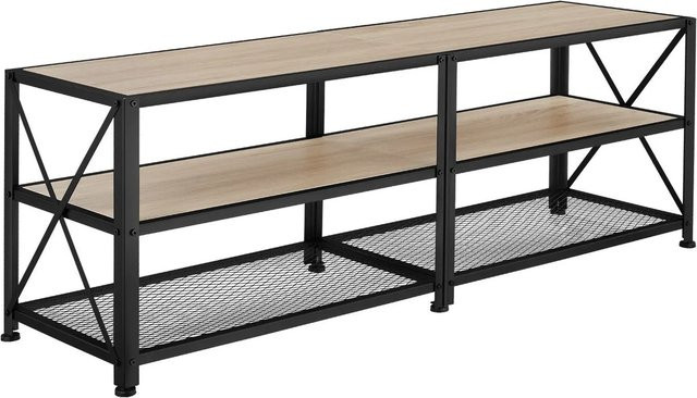 tectake TV-Regal Indianapolis im Industrial Style aus Holz und Stahl, Farbe Braun/Schwarz, B/T/H: 161 x 41,5 x 50,5 cm - Bild 2