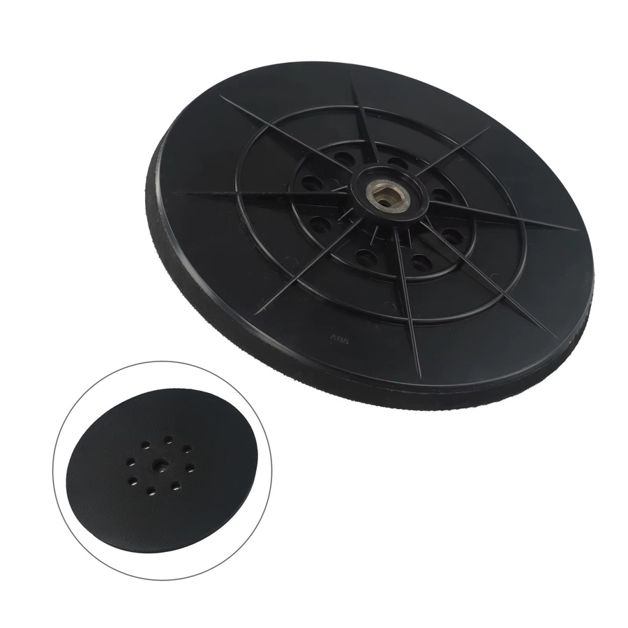 Vibratite Backup Pad für Trockenbau Schleifer mit 8 Loch Klett und 6mm Gewinde, 9 Zoll, Schwarz - Bild 3