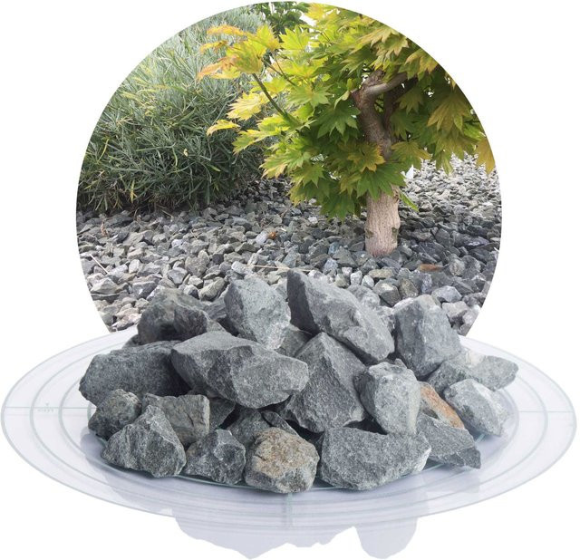 Schicker Mineral Diabas Ziersplitt Grau, Körnung 16-32 mm, 1000 kg BigBag - Bild 1