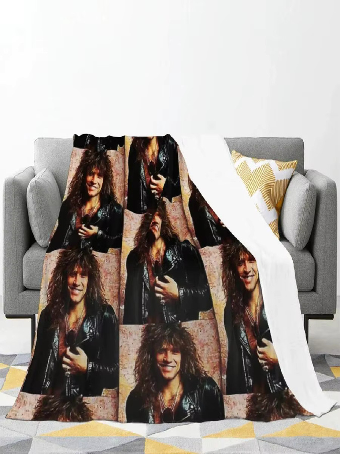 Bons Jovis Rock Band Tour Sommer Überwurfdecke aus Flanell, mehrfarbig, B/T/H: 125 x 125 x 1 cm - Bild 2