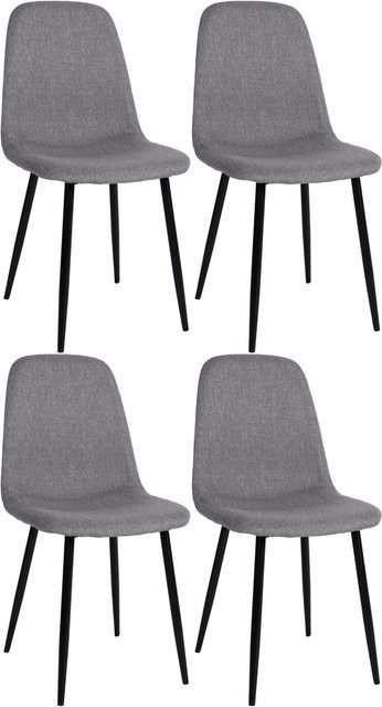 DELUKE Esszimmerstühle MOVI 4er Set in Grau aus Stoff und Metall, H: 88 cm, B: 44 cm, T: 51 cm - Bild 1