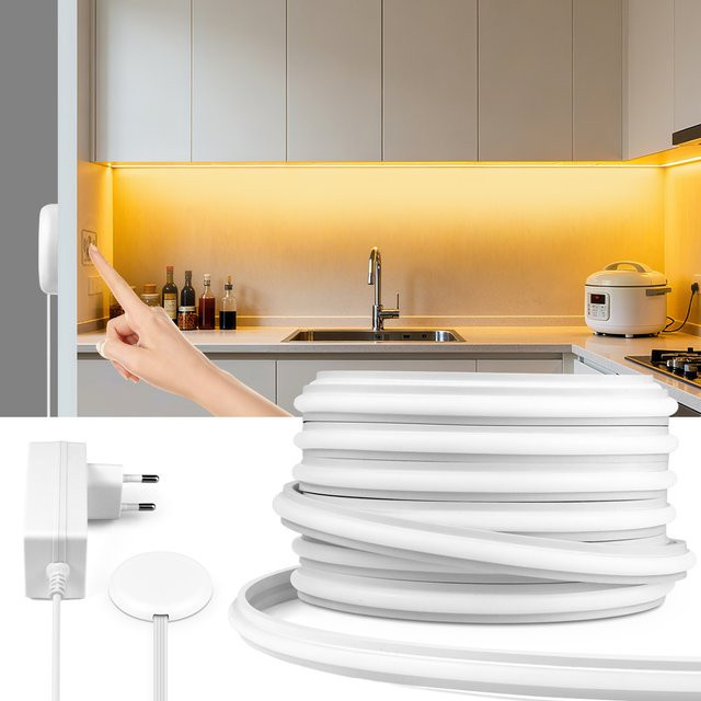 Rybakov COB Neon-LED-Streifen in Weiß, dimmbar mit Touch-Sensor, 24 V, selbstklebend für Unterschränke und Küchenmöbel - Bild 1