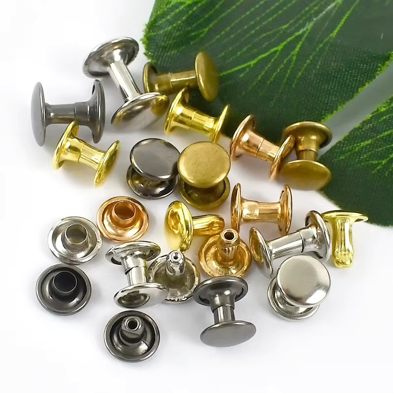 Meetee 100 Sets Metall-Doppelkappen-Nieten in Gold für Leder, Kleidung und DIY-Bastelarbeiten - Bild 3