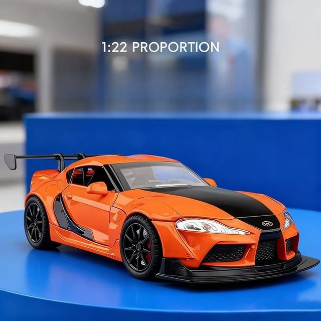 MAKEDA Toyota Supra Modellauto, 1:22, mit Licht & Sound, orange - Bild 1