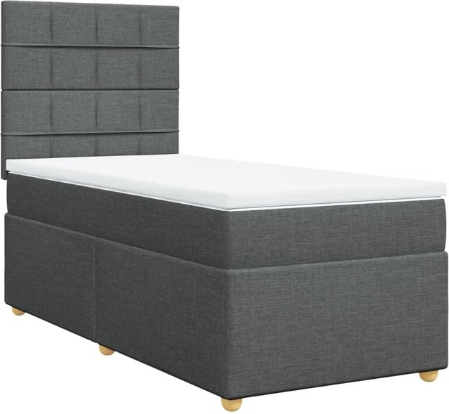 vidaXL Boxspringbett Hybrid mit Matratze Dunkelgrau B/T: 100 x 200 cm - Bild 1