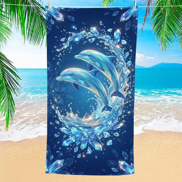 Strandtuch JMG Household Supplies mit Delfin-Kristall-Design in Blau, B/B: 90 x 180 cm - Bild 1