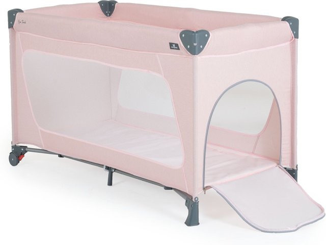 Cangaroo Reiselaufstall One Touch mit Rädern und Seiteneingang inklusive Matratze und Tasche in Rosa - Bild 1