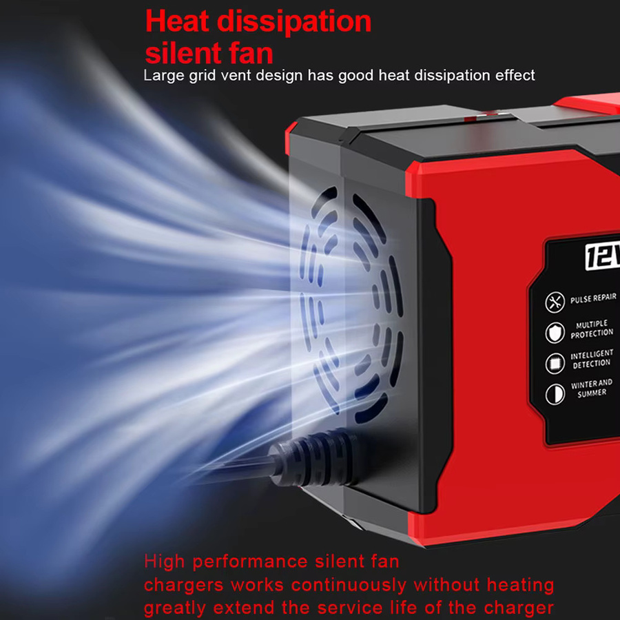 Intelligentes Auto Batterie Ladegerät mit Digitalem LCD Display für 12 V und 14,6 V Lithium-Eisenphosphat Batterien, 10A, Farbe: Rot - Bild 5