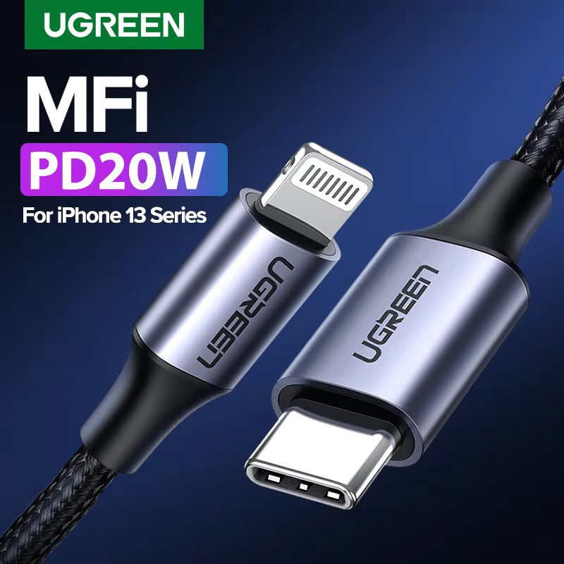 Ugreen MFi USB-C auf Lightning Schnellladekabel und Datenkabel für iPhone, 20W PD, Grau - Bild 2