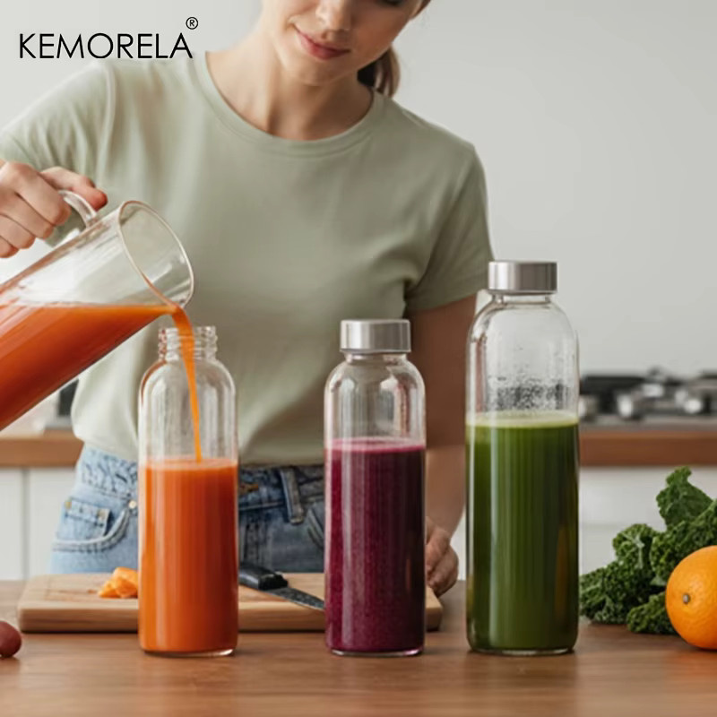 KEMORELA Glas-Sportwasserflasche mit Tragegurt und Reinigungsbürste, transparent, mit Schraubverschluss - Bild 4