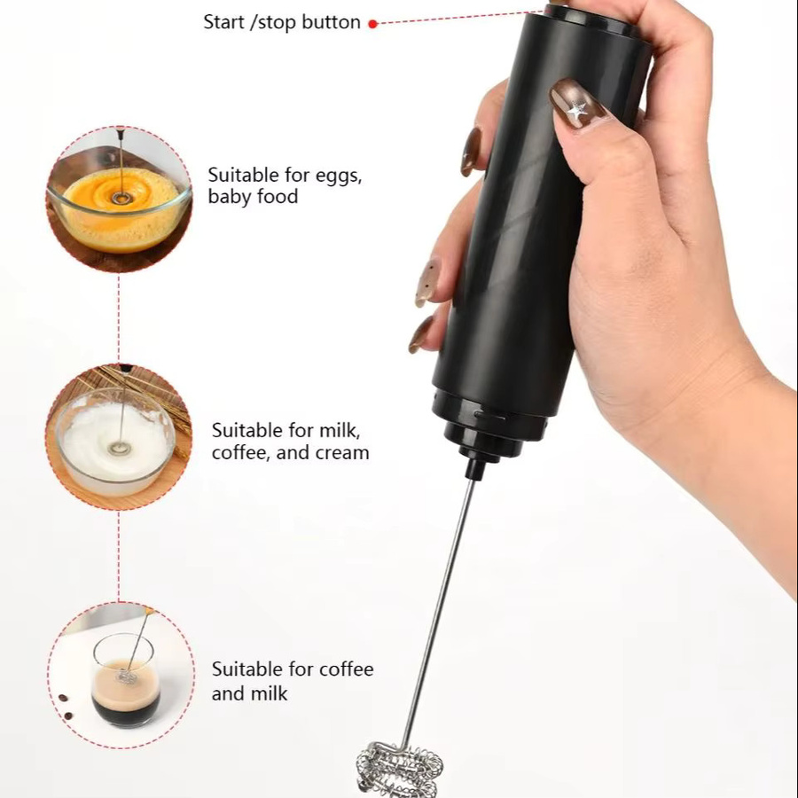 Elektrischer Milchaufschäumer XIADYINJIA Kaffeemixer und Eierschläger in Schwarz oder Weiß, batteriebetrieben mit AA-Batterien - Bild 3