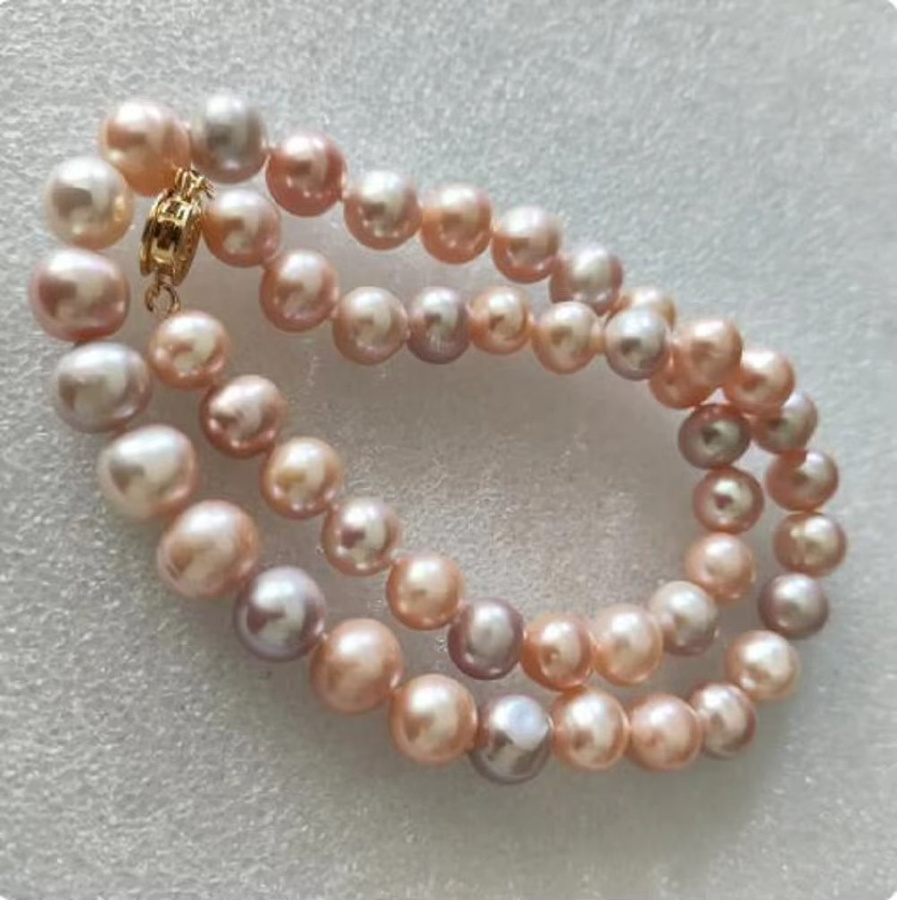 Perlenkette Akoya, Lavendel-Lila-Rosa, 14K Gelbgold-Verschluss, 45,72 cm - Bild 5