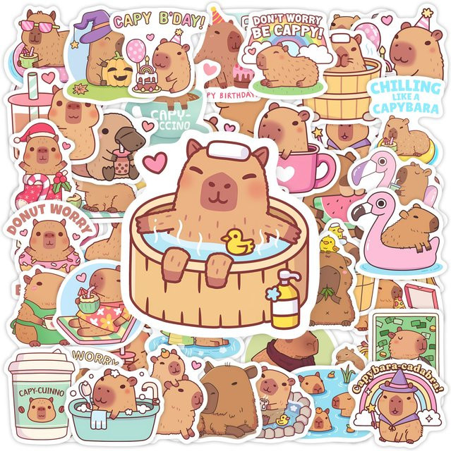 Capybara-Café-Aufkleber, Tier, Kinderspielzeug, wasserdicht - Bild 1