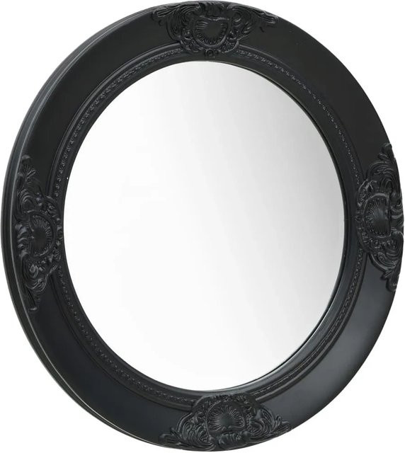 vidaXL Wandspiegel im Barock-Stil in Schwarz, Rund, Durchmesser: 50 cm - Bild 1