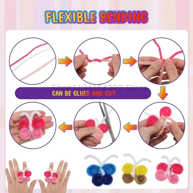Bunte Chenille-Draht-Rohrreiniger in Macaron-Farben für kreatives DIY und Bastelarbeiten - Bild 3