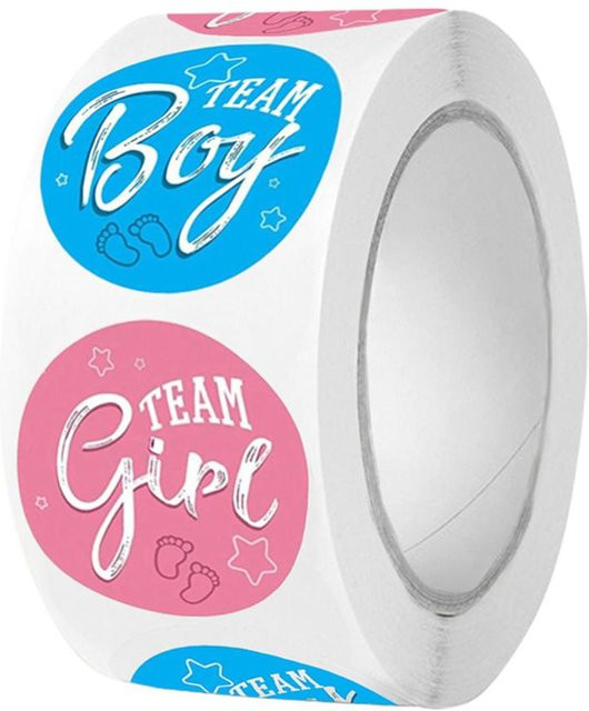Binchi Outdoor Product Runde Aufkleber für Babyparty zur Geschlechtsenthüllung in Rosa, Blau und Multicolour - Bild 1