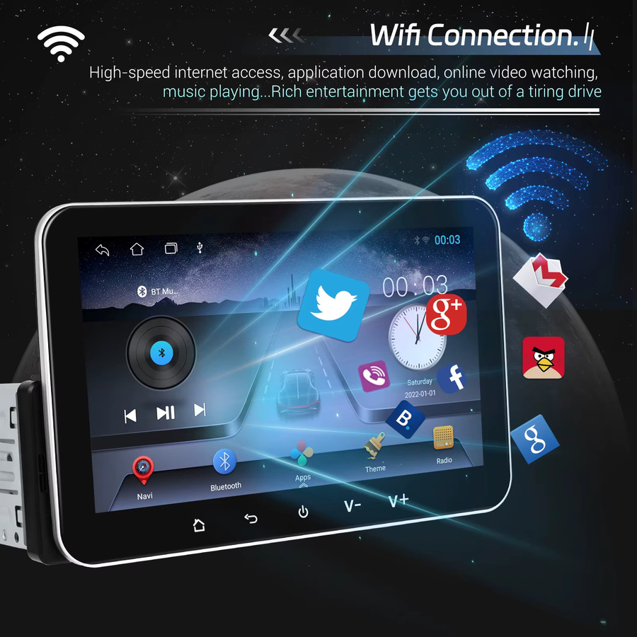 Camecho 7 Zoll 1 Din Autoradio mit Android Auto und Apple CarPlay, 2+32GB Multimedia Player in Schwarz mit Bluetooth, GPS, WIFI und MirrorLink - Bild 5