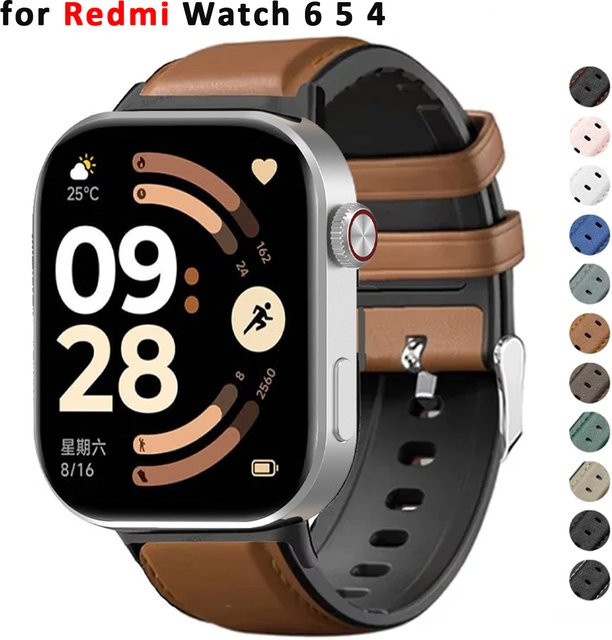 CAOWTAN Uhrenarmband Leder, Vintage, für Redmi Watch 6 5 4, Miband 8Pro 9Pro - Bild 1