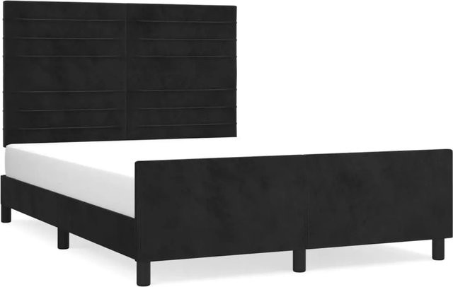 vidaXL Bettgestell mit Kopfteil aus Samt in Schwarz, B/T/H: 140 x 190 x 146 cm - Bild 1