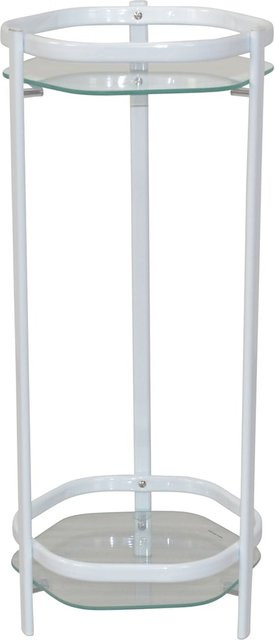 Blumenständer Walter II von möbel direkt online aus Stahlrohr und Glas in Messingfarben, Alufarben oder Weiß, H: 66,0 cm, B: 28,0 cm, T: 28,0 cm - Bild 1