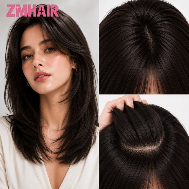 Seidenbasis-Perücke mit PU-Front, natürliche Haarperücke für Damen - Bild 1