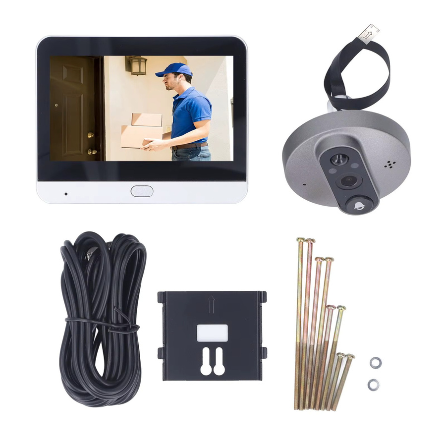 Wifi Elektronisches Katzenauge mit 4,3 Zoll IPS LCD Display, 1080P Nachtsicht und 2,4G Digitaler Türdetektor in Silber - Bild 2