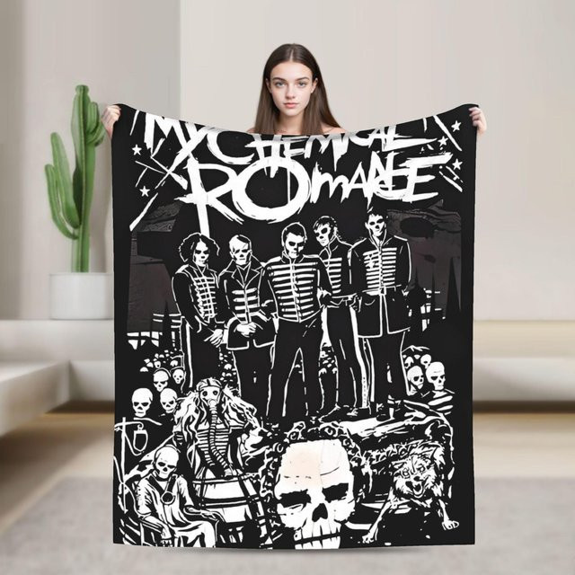My Chemical Romance Flanell-Plüschdecke für Kinder, weiche Überwurfdecke in Weiß, B/H: 75 x 90 cm - Bild 1
