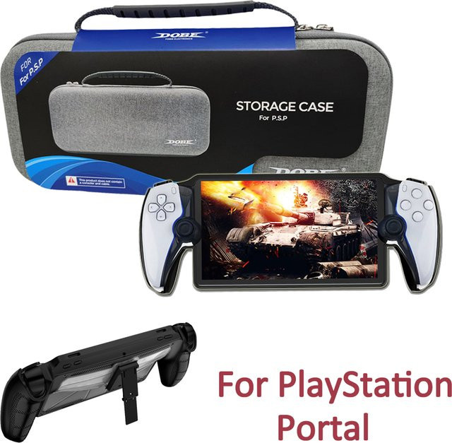 Sony PlayStation Portal Schutzhülle in Grau mit integriertem Ständer und Tragefunktion - Bild 1