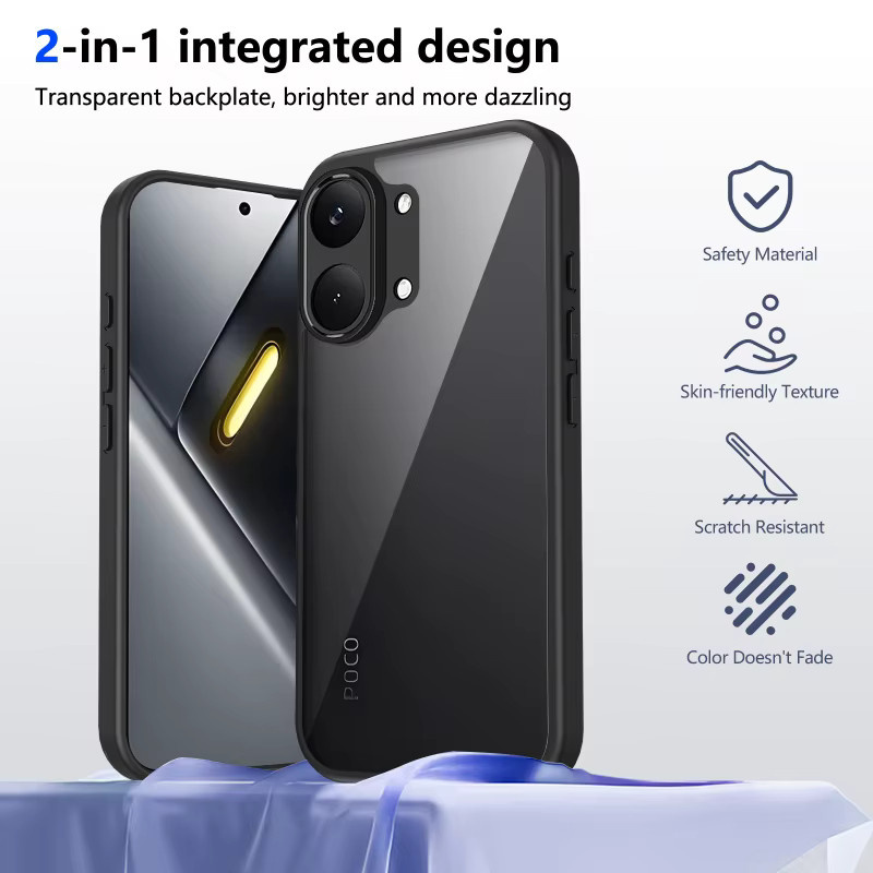 EUCAGR HD Clear PC Hard Case für Xiaomi POCO X8 Pro Max, transparente stoßfeste Handyhülle mit TPU-Rückseite - Bild 2